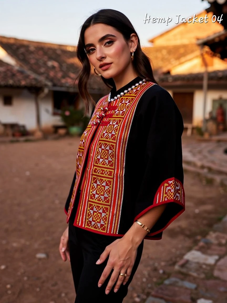 Handcrafted Ethnic Embroidered Hemp Jacket - photo 2