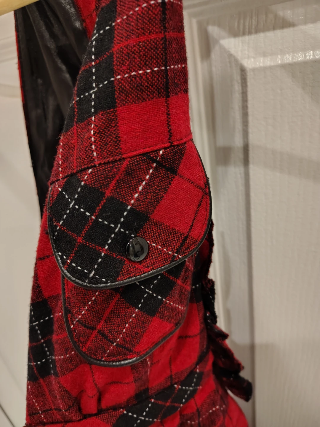 Vintage Red and Black Plaid Halter Dress with Pockets - XS - photo 3