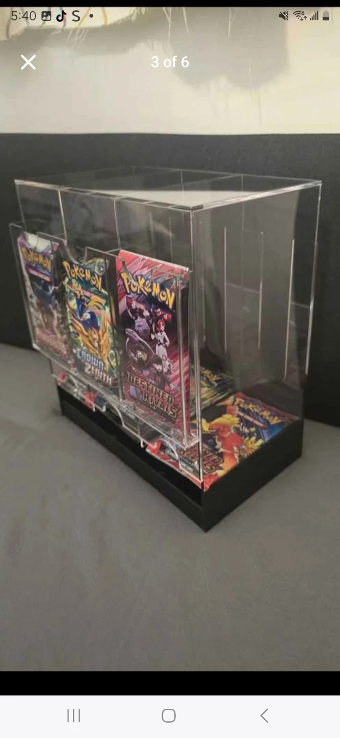 Clear Acrylic 3-Row Display Stand for Trading Card Packs
