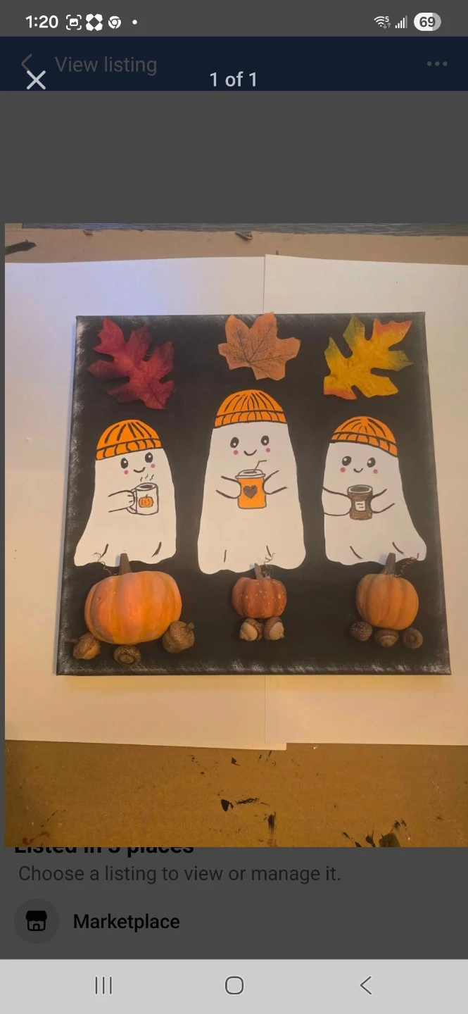 Handmade Fall Ghost Painting