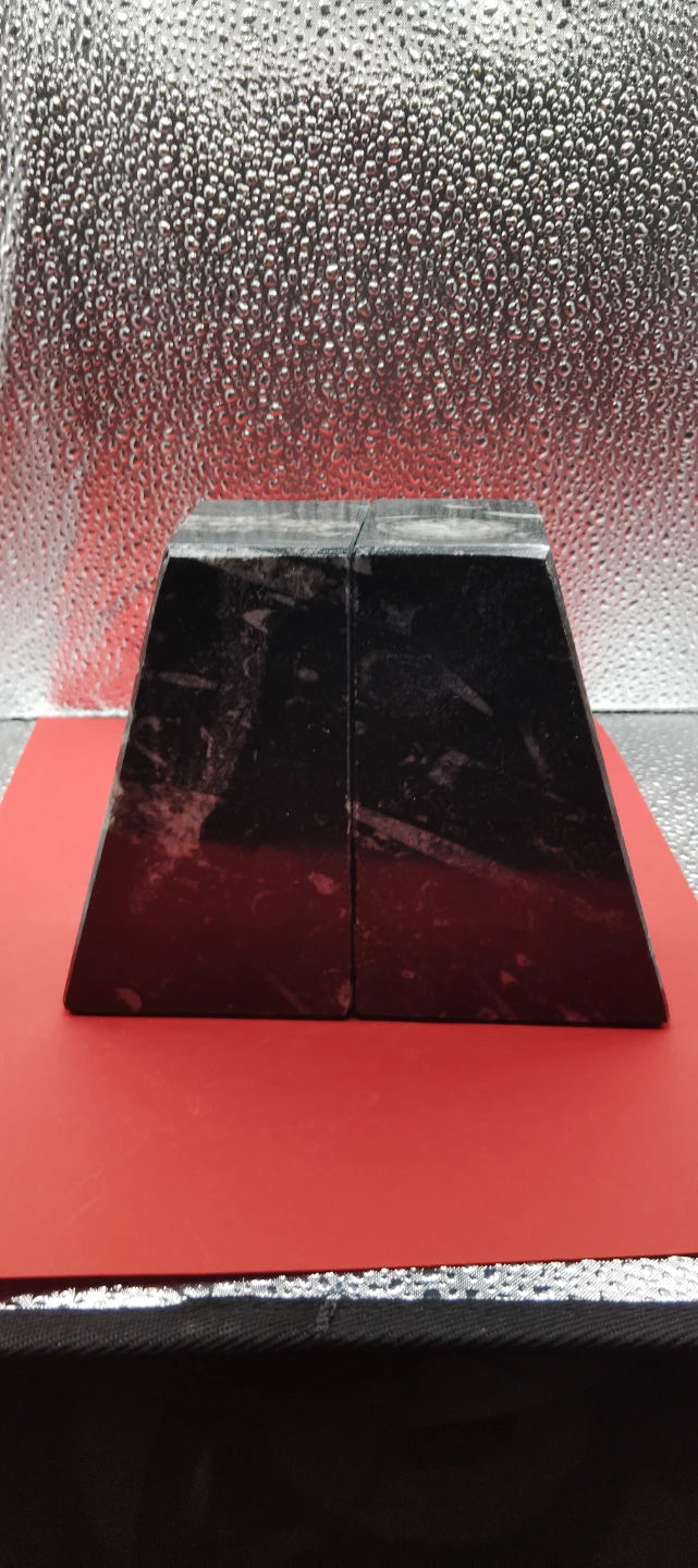 Black Marble Bookends with Ammonite Fossil Inlay - photo 4