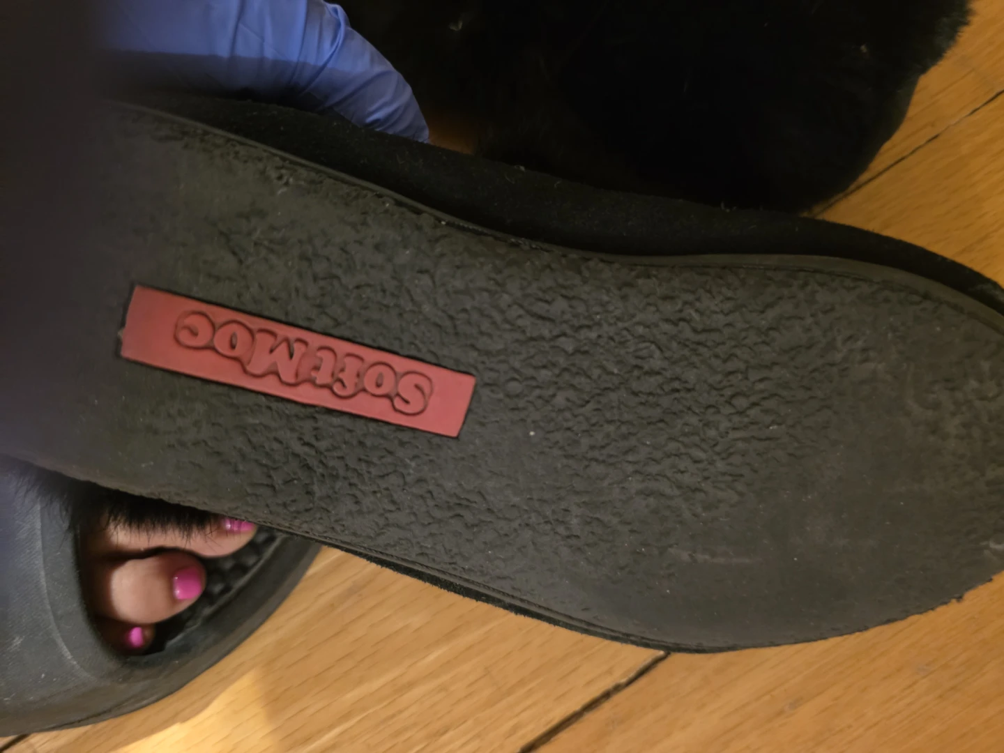 Black Moccasin Slippers with Fur Trim 7.5 - photo 3