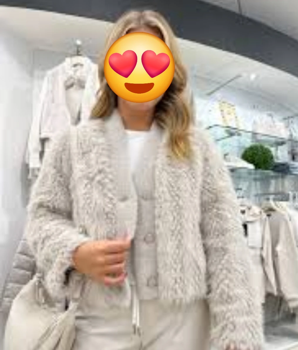 Rino & Pelle Faux Fur Jacket - Cream - Size S