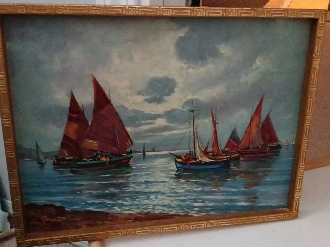 Original Painting "Boats at Sea" by S. Russo