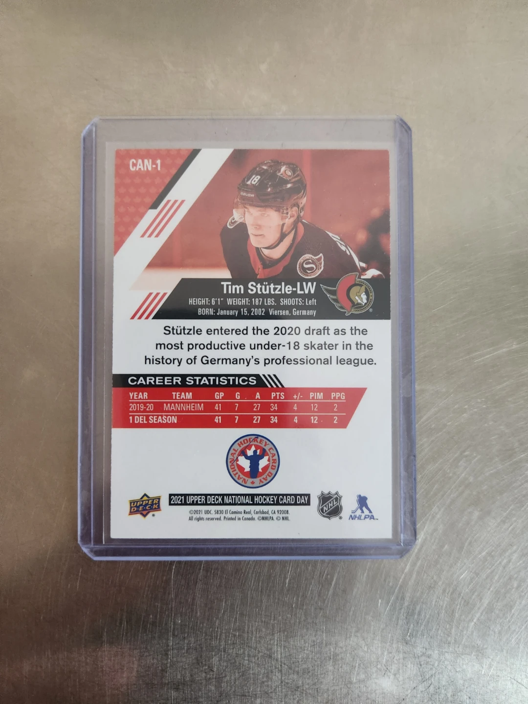 Upper Deck Tim Stützle Canada's Rookies Hockey Card 2021 - photo 2