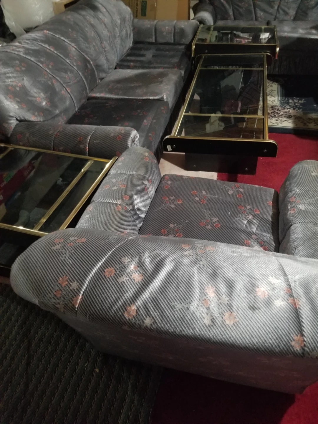 Floral Print Sofa and Matching Armchair Set with tables