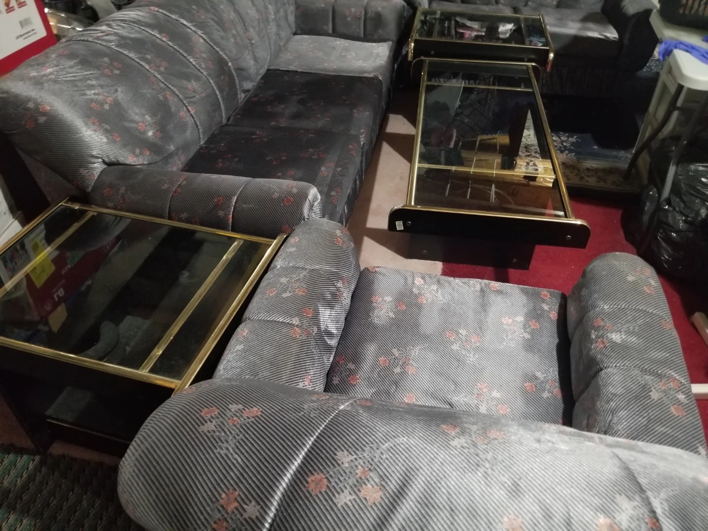 Floral Print Sofa and Matching Armchair Set with tables - photo 2