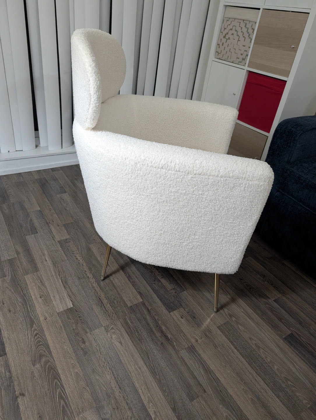 White Boucle Armchair with Gold Legs - photo 3
