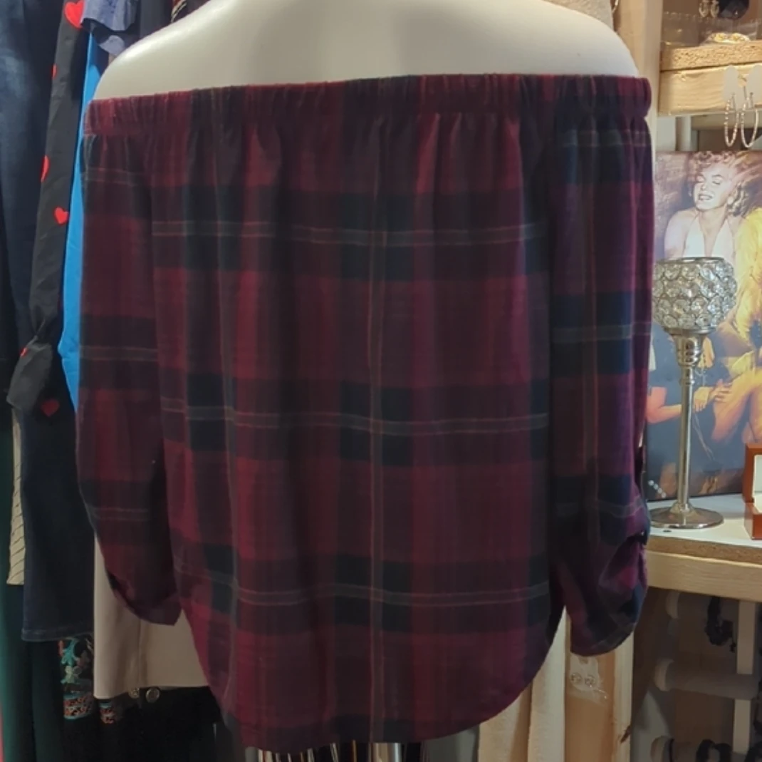 U2B Plaid Off-the-Shoulder Blouse - Size S - photo 4
