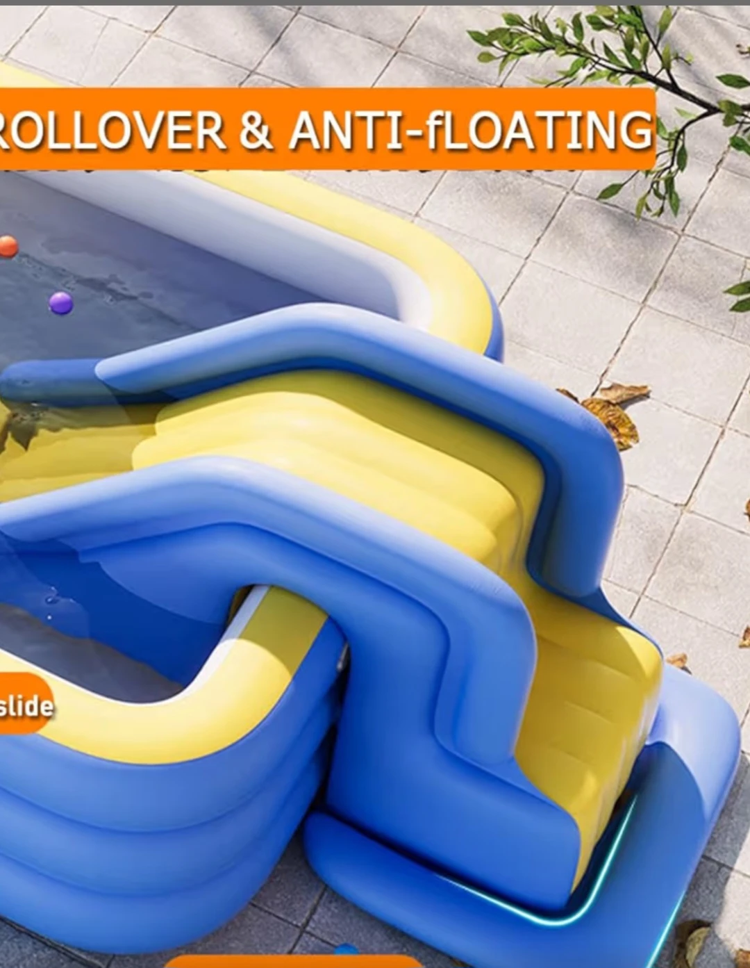 Houtclort Inflatable Pool Slide - blue and yellow