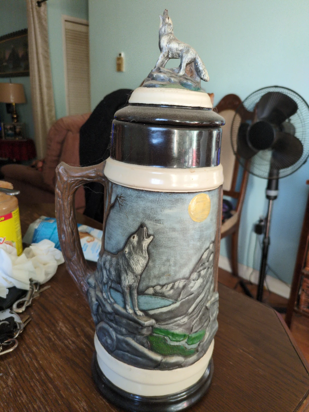Wolf Themed Ceramic Stein