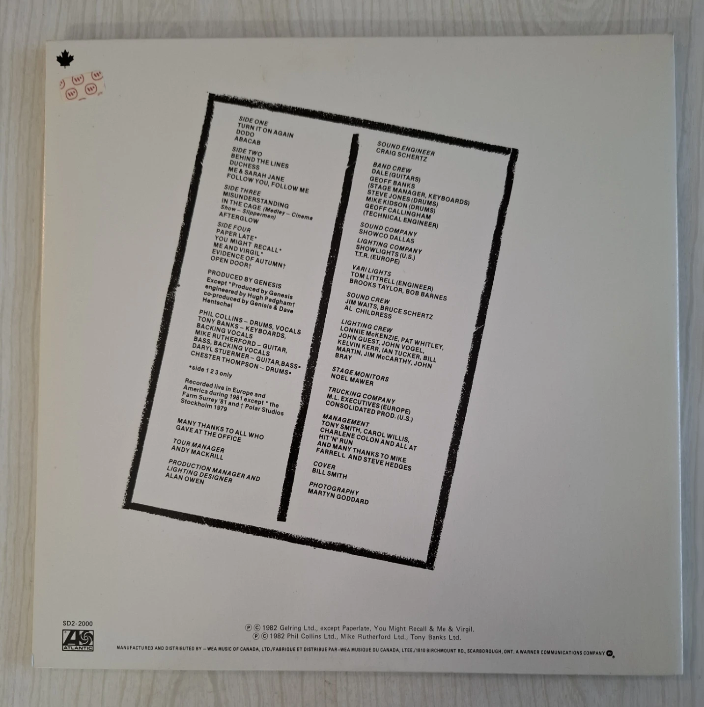 Genesis Three Sides Live 2LP Vinyl Record - photo 3