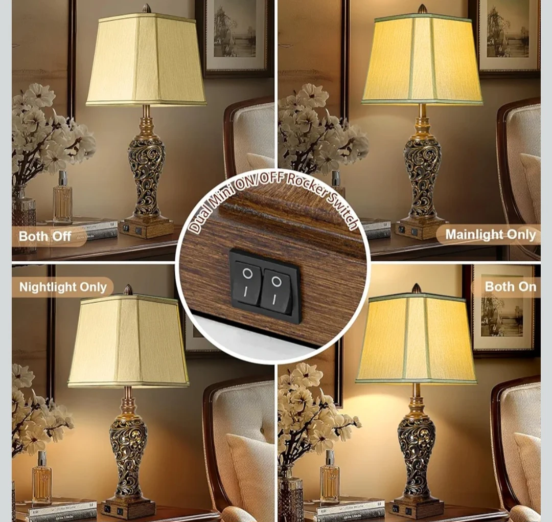 Vintage Style Table Lamp with Dual USB Ports - photo 3