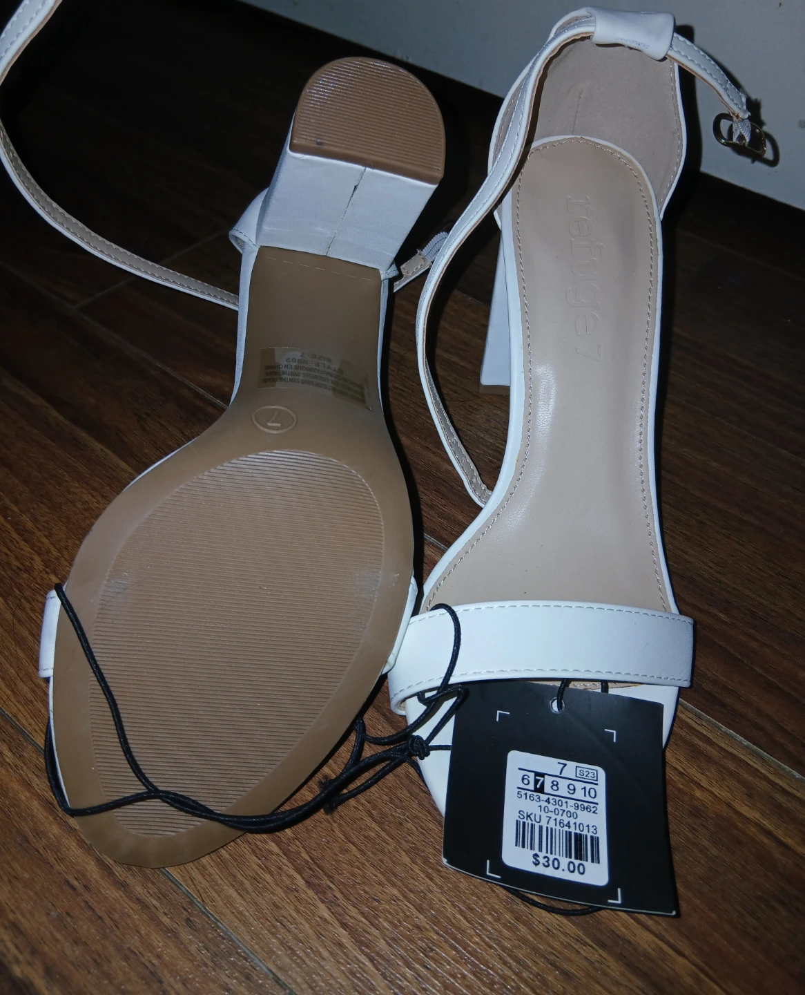 Refuge White Block Heel Sandals - Size 7