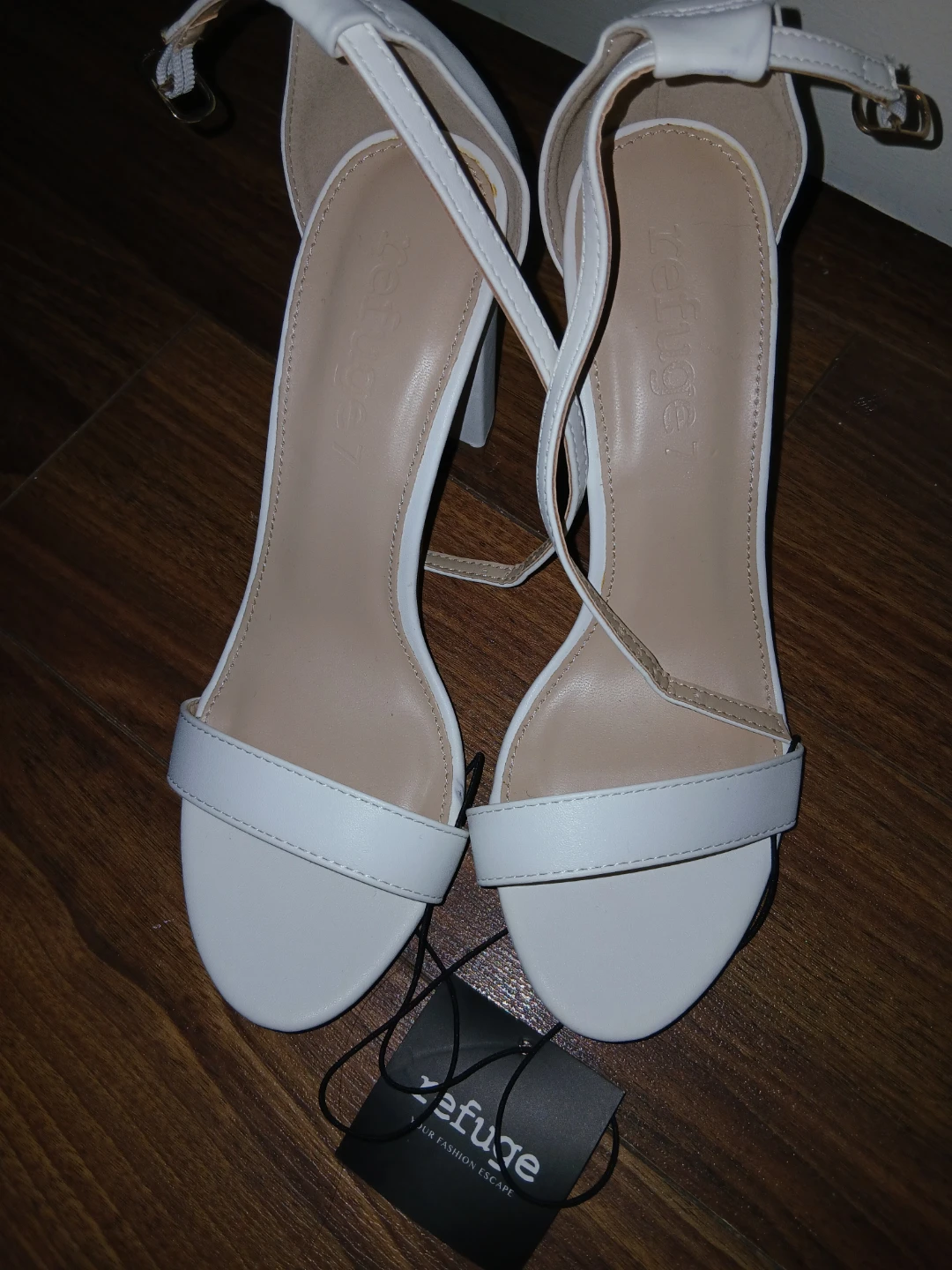 Refuge White Block Heel Sandals - Size 7 - photo 2