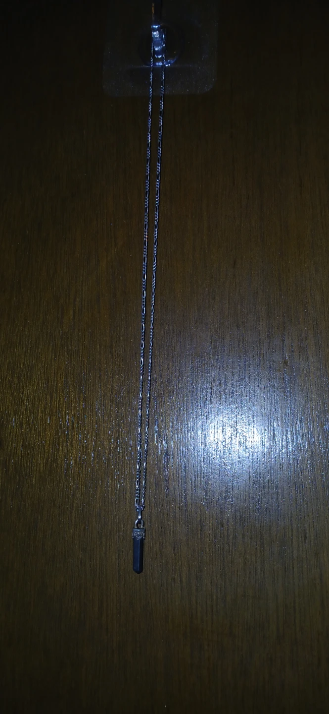 Silver Chain Necklace with Hexagonal Pendant - photo 4