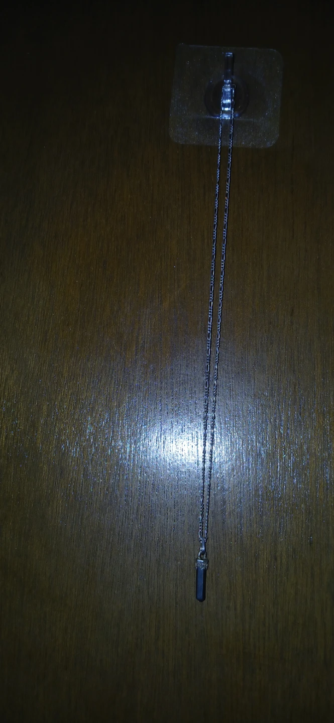 Silver Chain Necklace with Hexagonal Pendant - photo 3