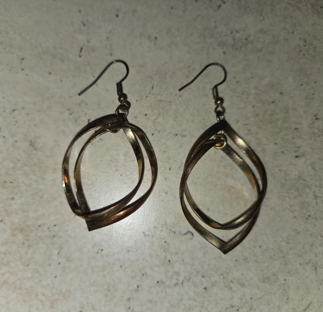 Gold Tone Dangle Hoop Earrings