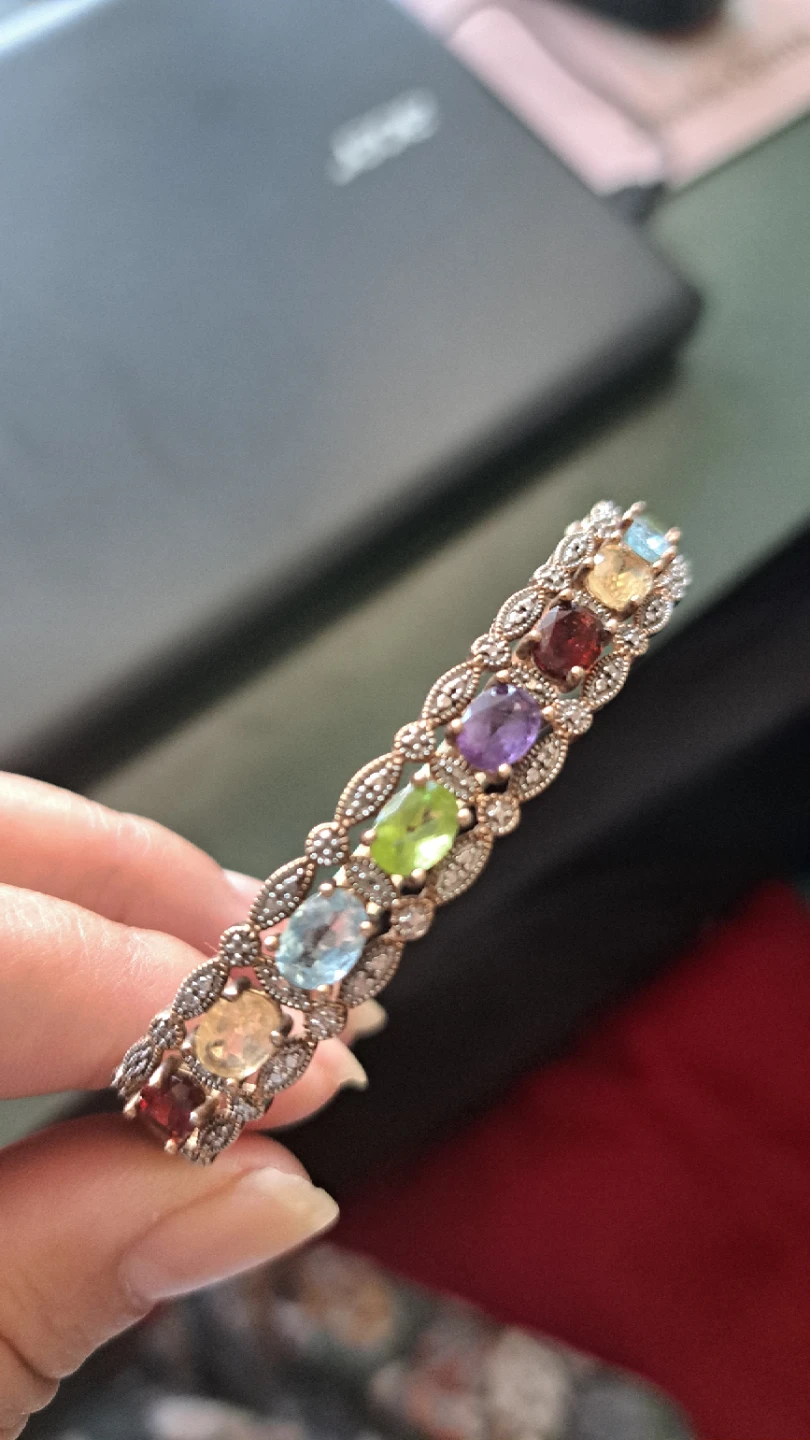 Multi-Gemstone & Diamond Bangle Bracelet - photo 3