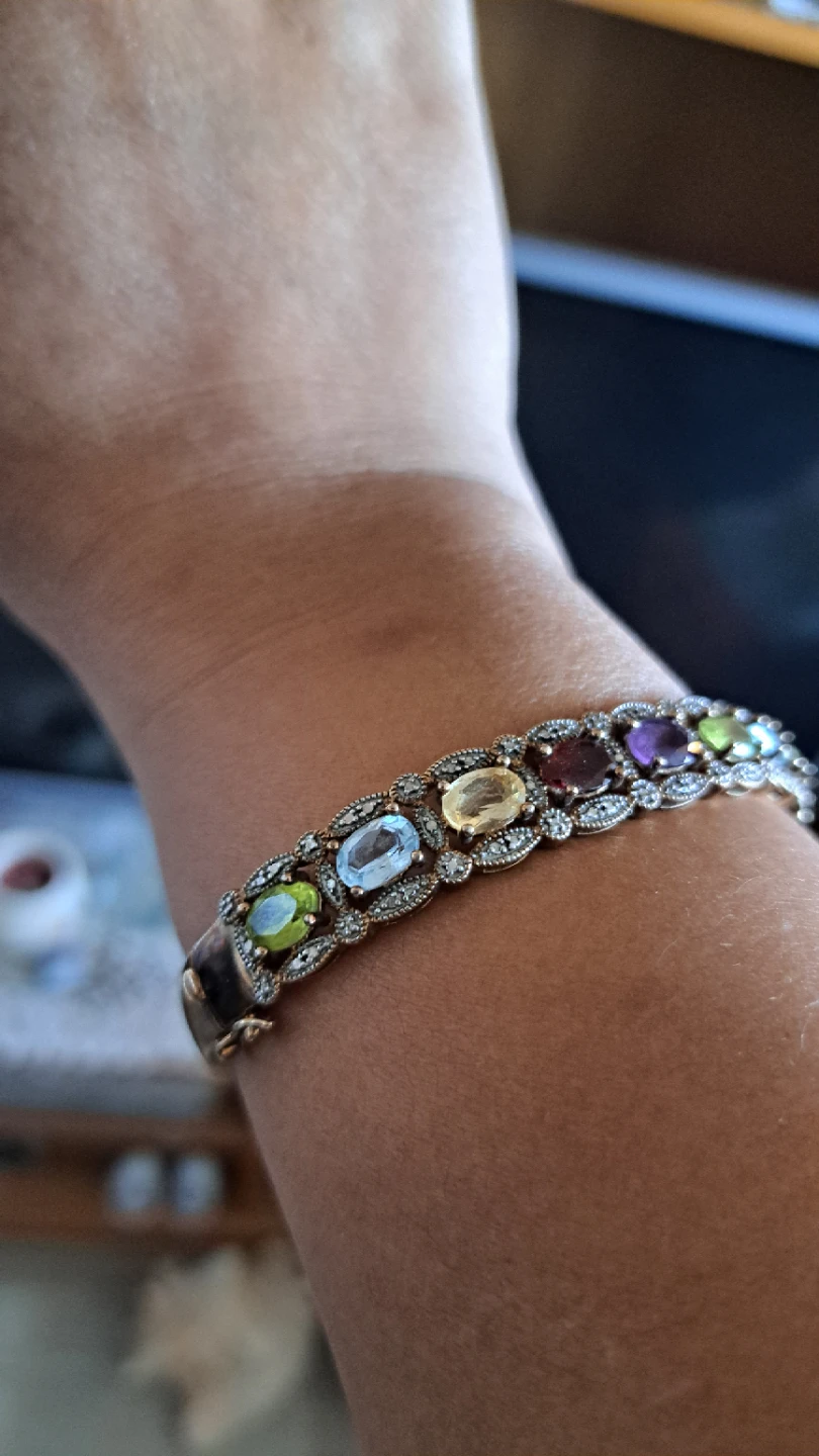 Multi-Gemstone & Diamond Bangle Bracelet - photo 4