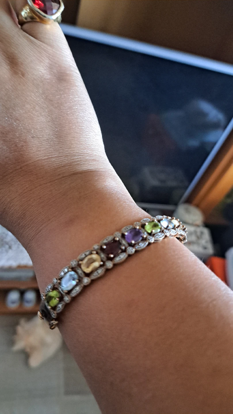 Multi-Gemstone & Diamond Bangle Bracelet - photo 5
