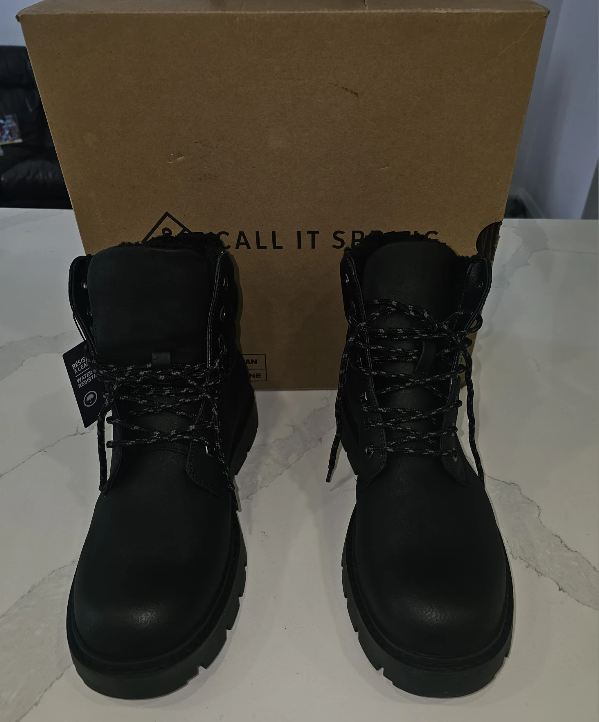Call It Spring Black Vegan Winter Boots Size 9 - photo 2