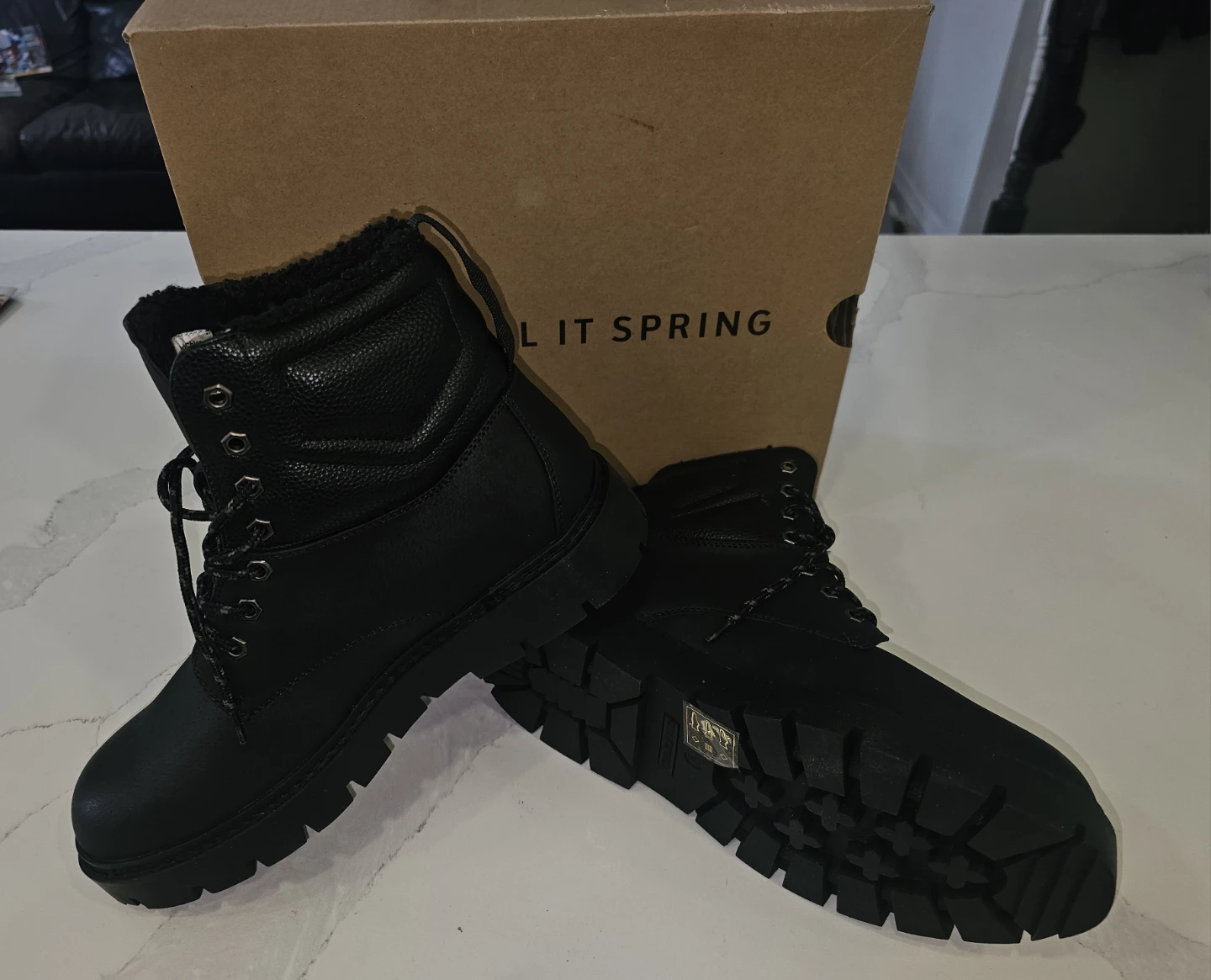 Call It Spring Black Vegan Winter Boots Size 9 - photo 3
