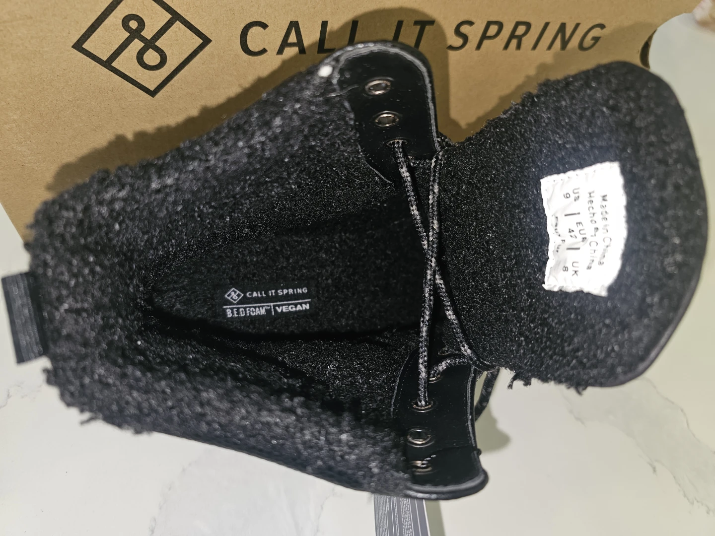 Call It Spring Black Vegan Winter Boots Size 9 - photo 4