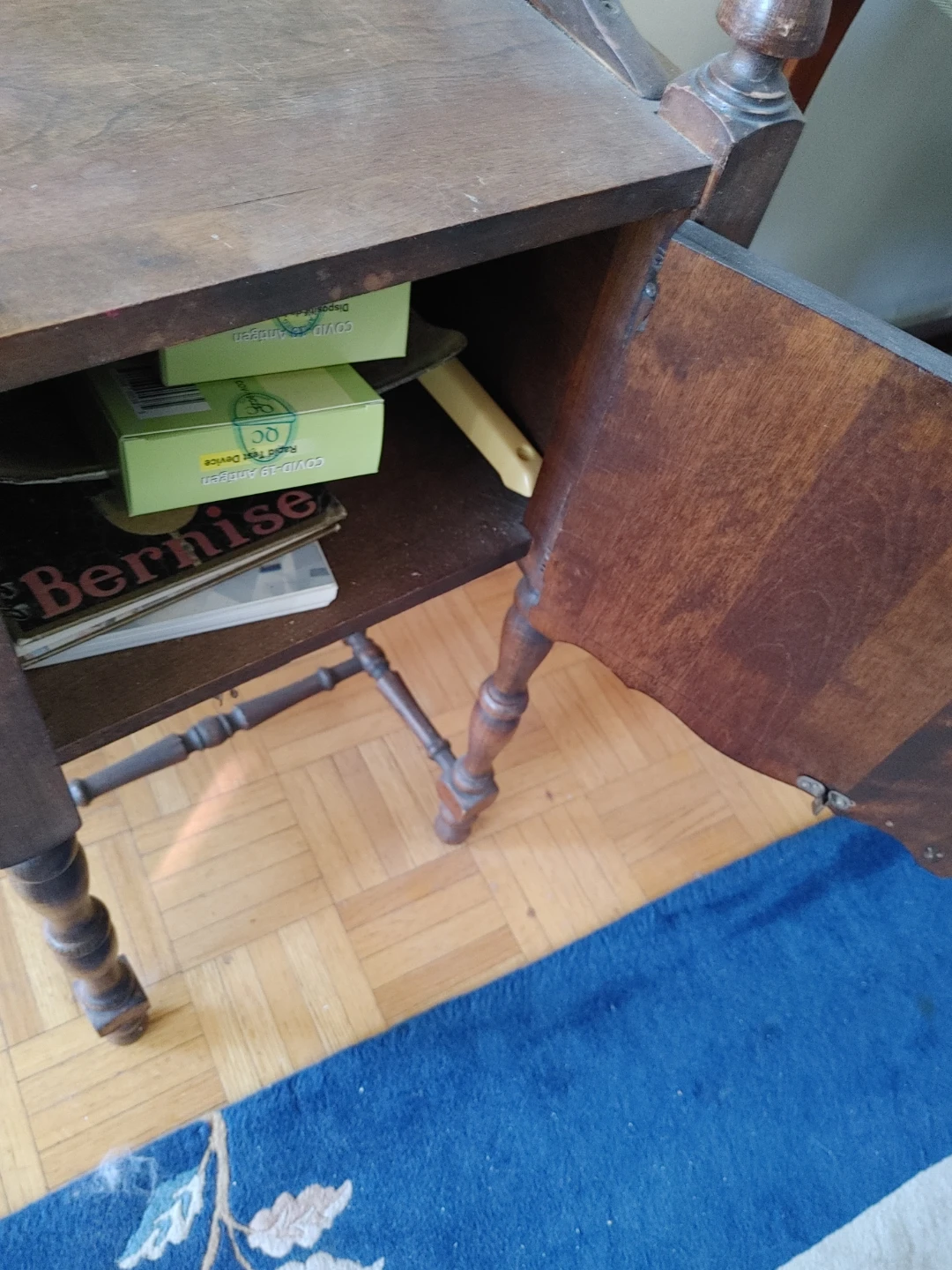 Antique Wooden Side Table with Drawer - photo 3