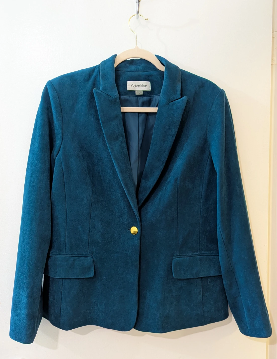 Calvin Klein Teal Velvet Blazer - Size 14