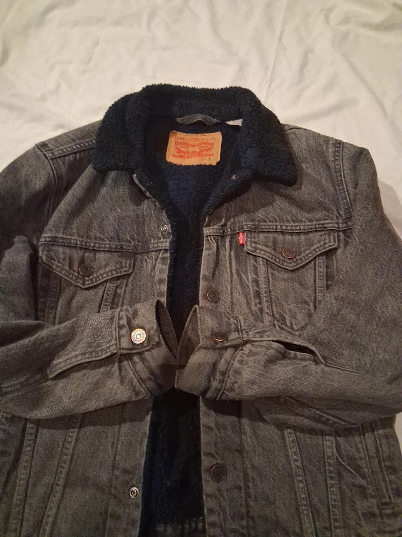 Levi's Sherpa Lined Denim Trucker Jacket - Charcoal - photo 4