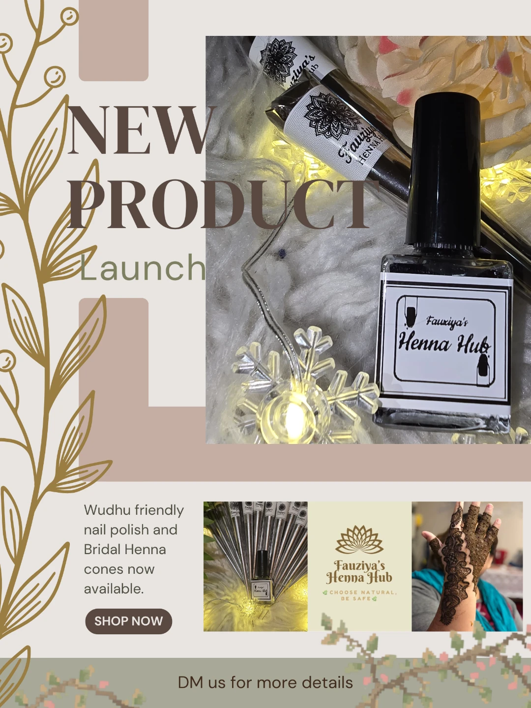 Wudhu Friendly Nail Polish & Bridal Henna Cones