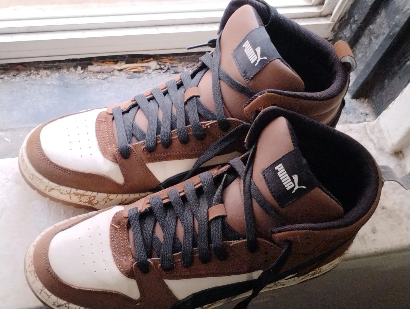 Puma High-Top Sneakers Brown White Men's Size 10 - photo 3