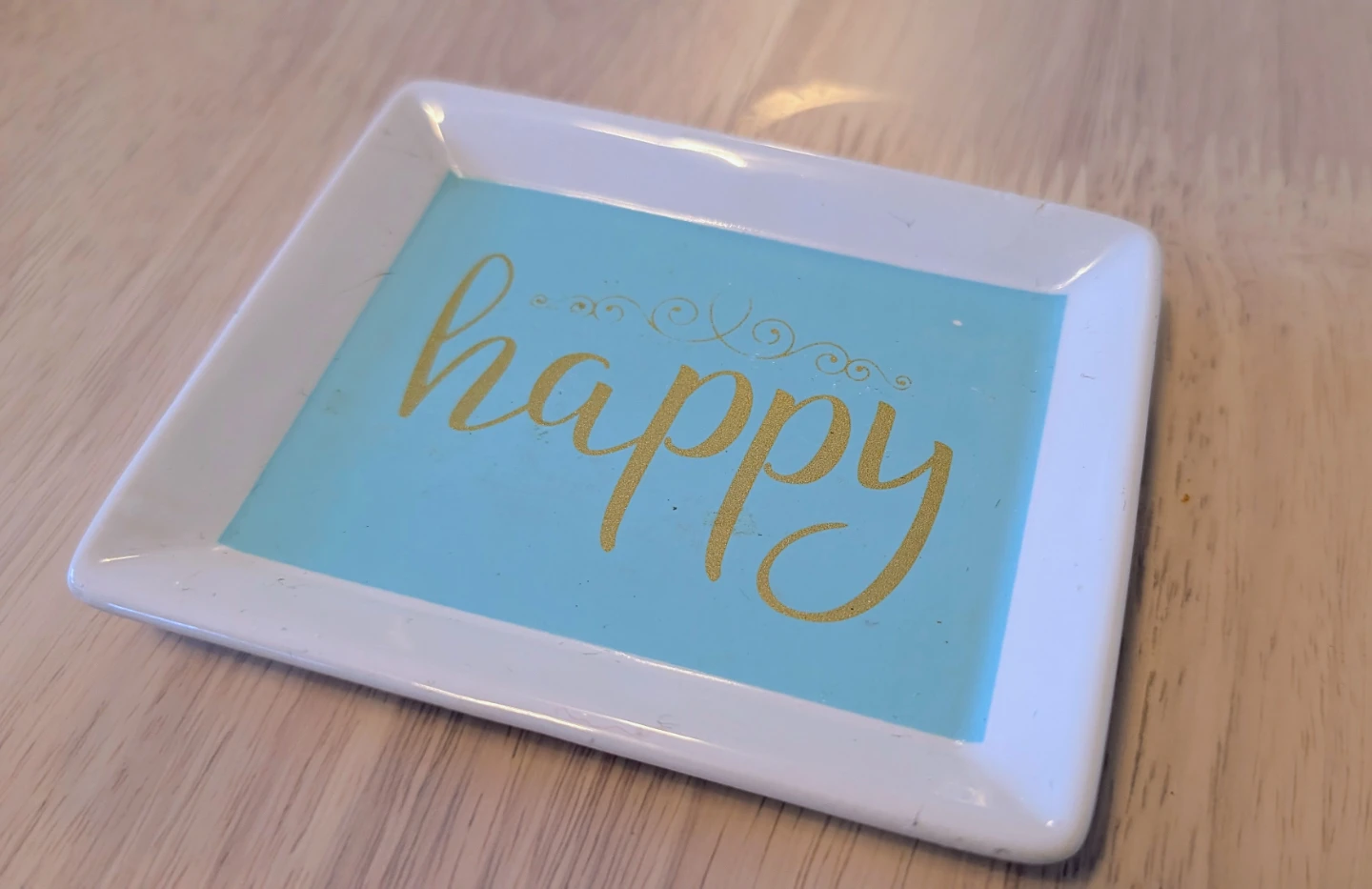 Ceramic Trinket Dish with "Happy" Design - photo 2