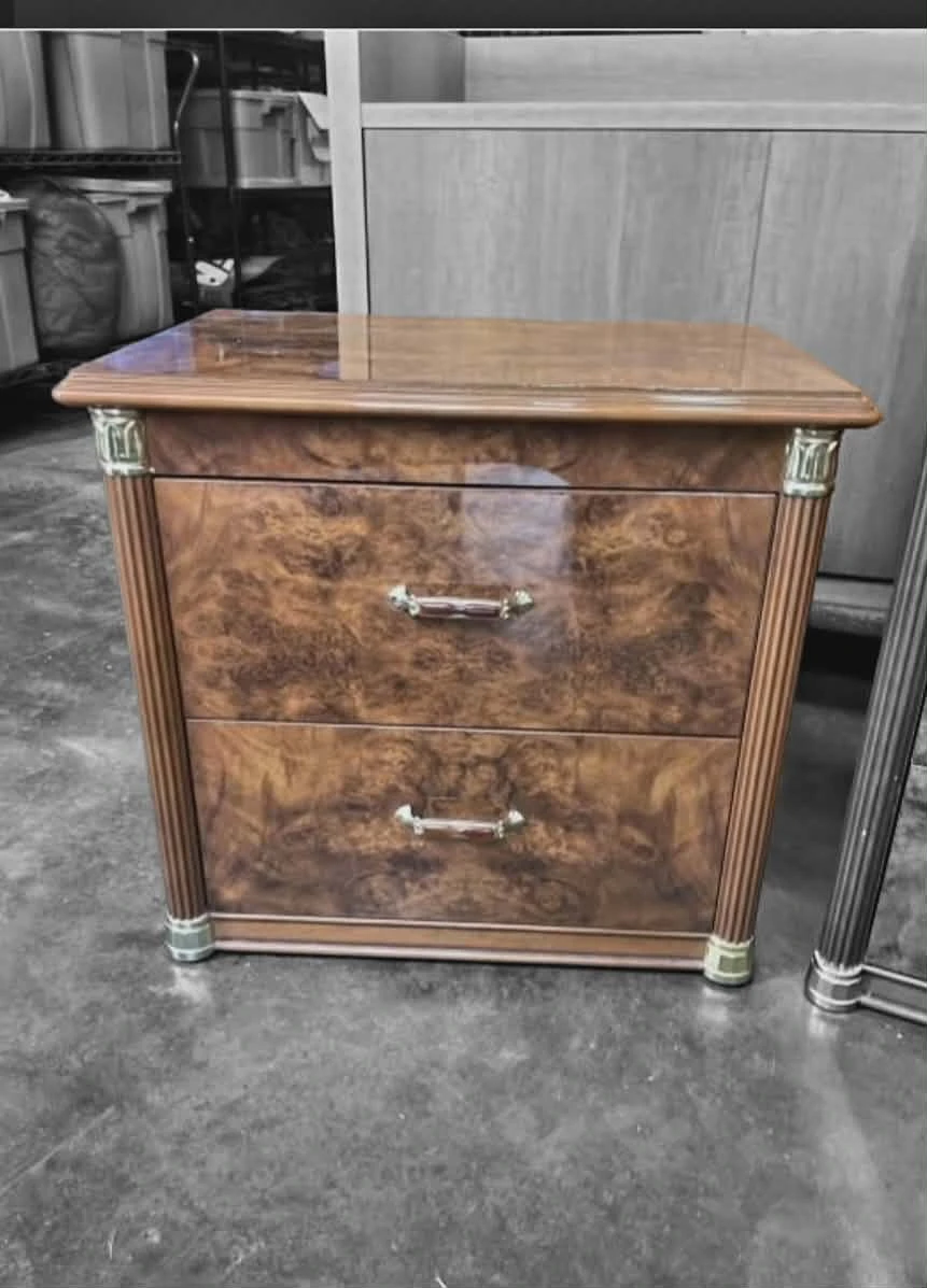 Luxury Burl Wood Nightstand Two Drawer Nightstand - photo 2