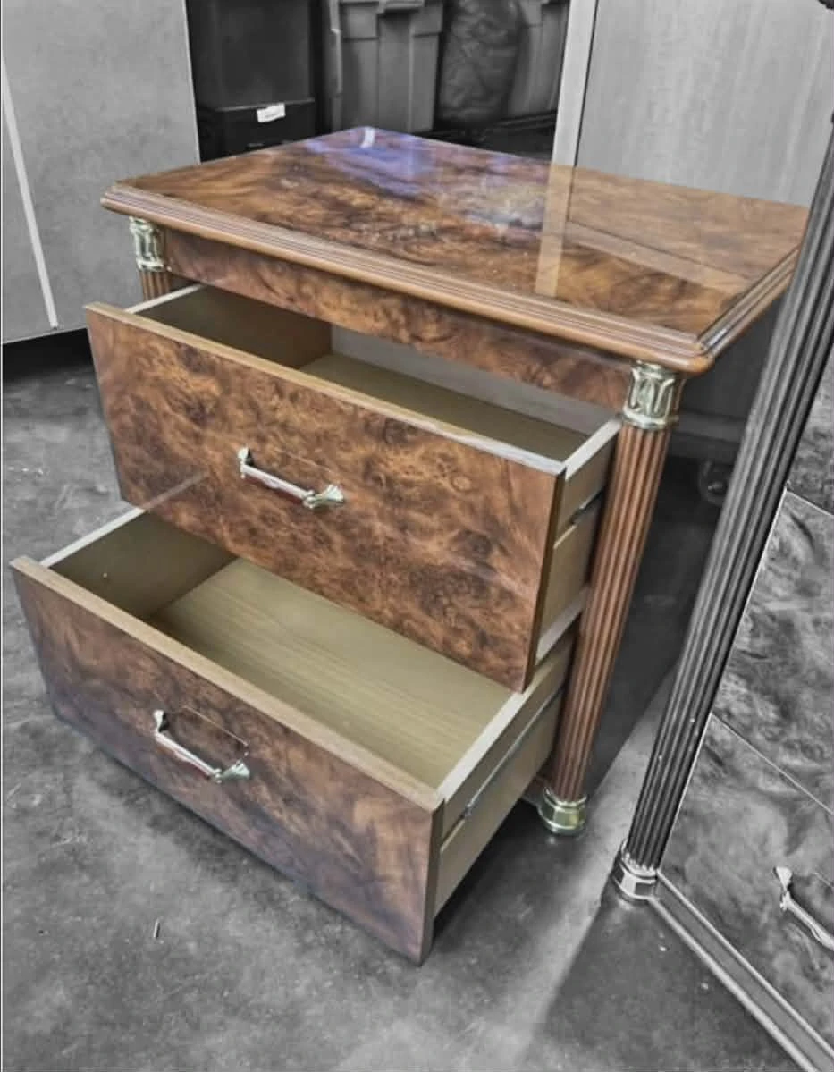 Luxury Burl Wood Nightstand Two Drawer Nightstand - photo 3