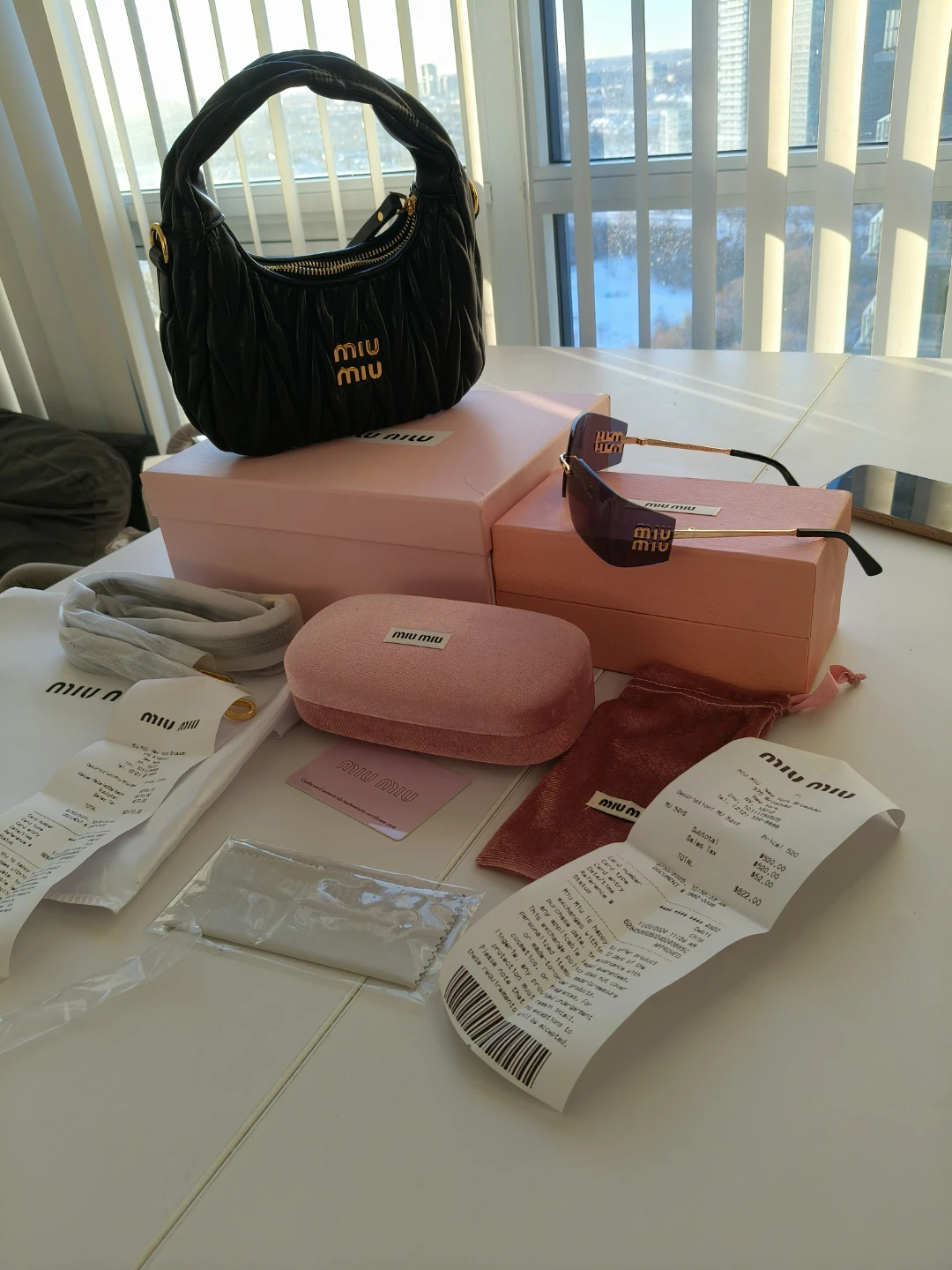 Miu Miu Black Ruched Shoulder Bag and Sunglasses Set - photo 2
