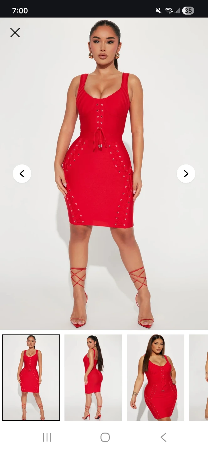Women's Red Lace-Up Bodycon Dress - photo 2