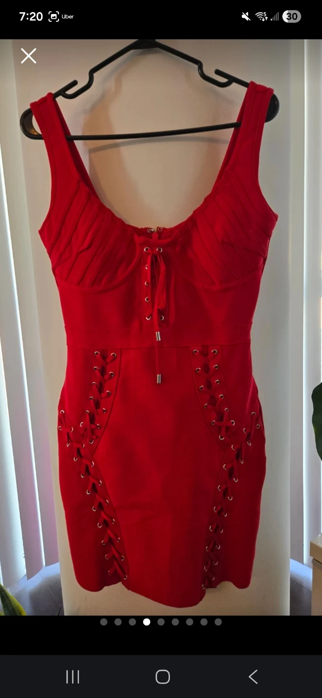 Women's Red Lace-Up Bodycon Dress