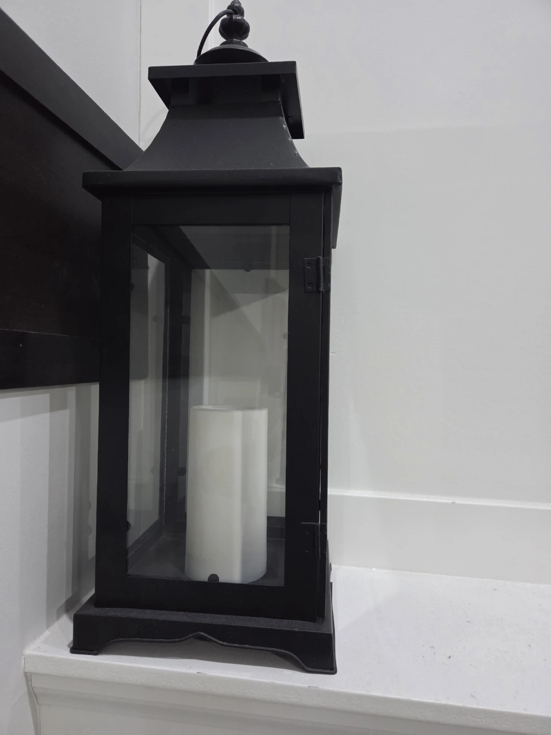 Black Metal Lantern with LED Candle