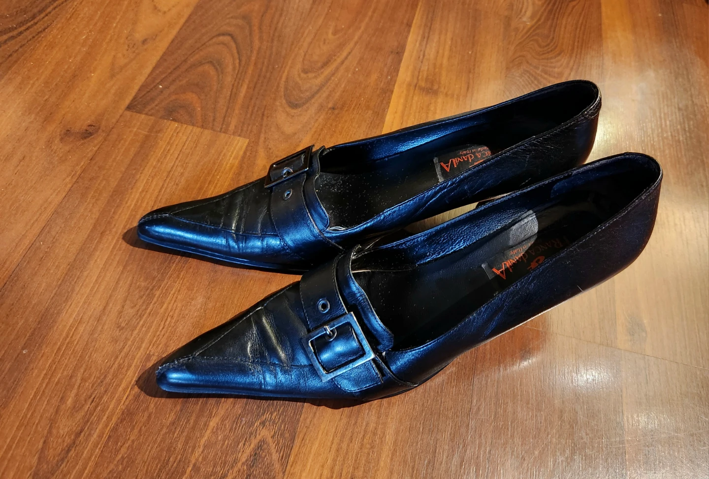 Franca Giana Black Leather Buckle Heels - photo 2
