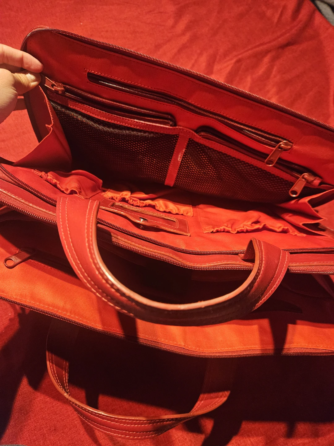 Red Leather Briefcase / Laptop Bag - photo 4