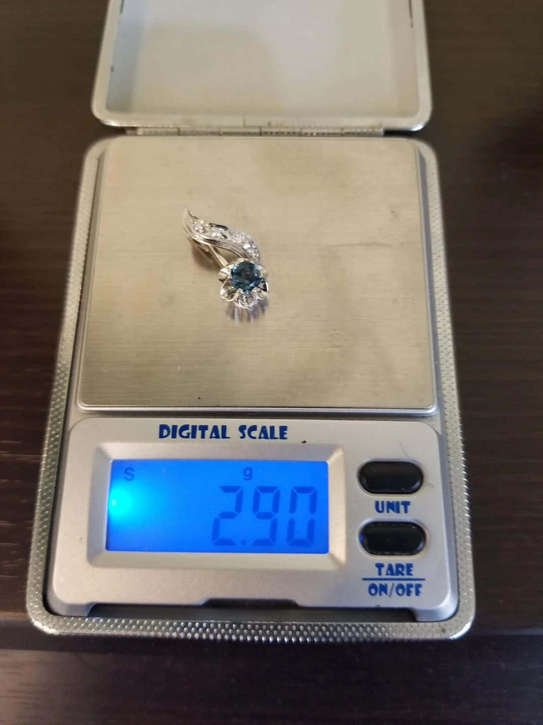14K White Gold and real Diamonds and Blue Topaz Pendant - photo 5