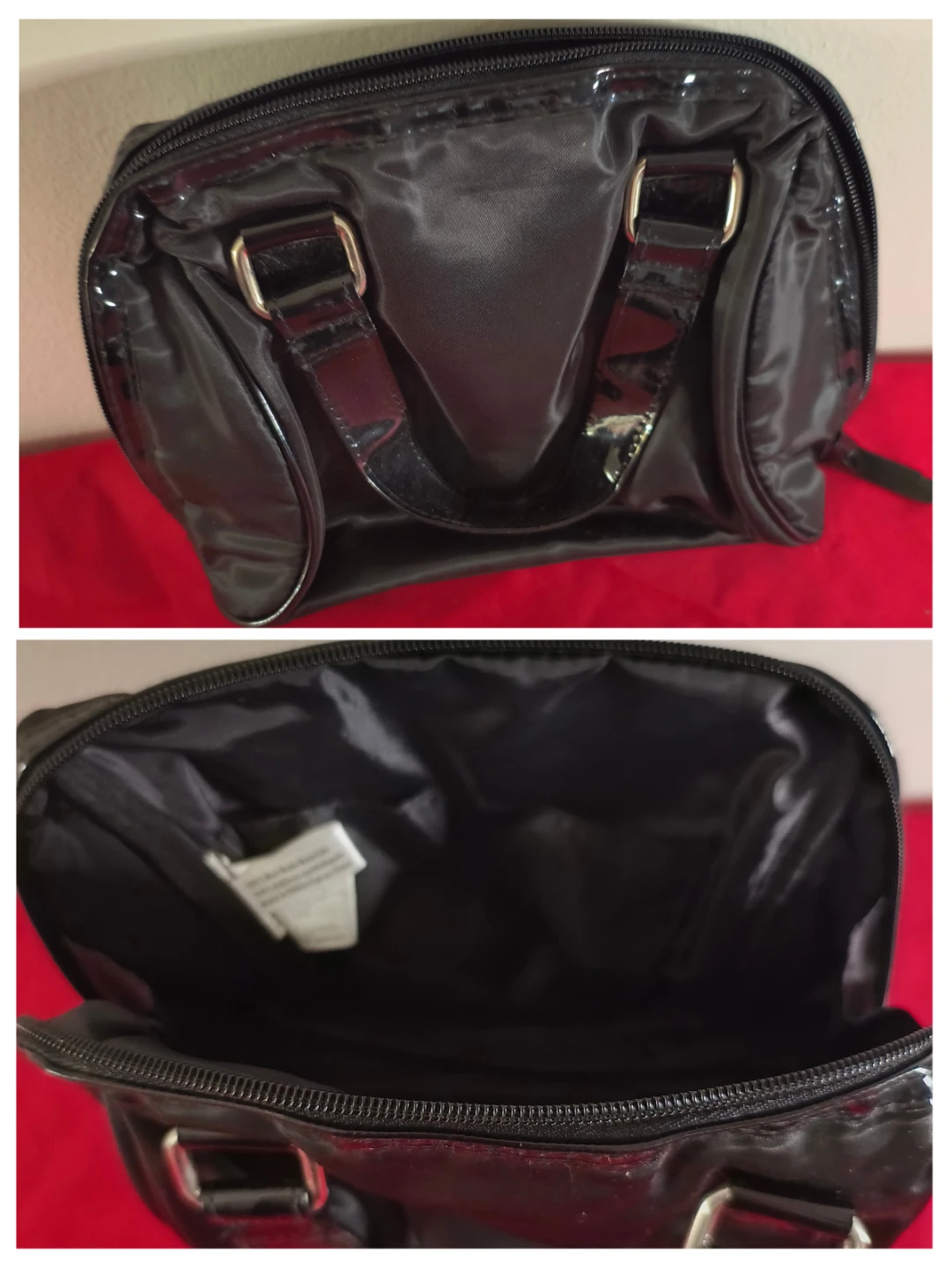 Black Glossy Handheld Cosmetic Bag