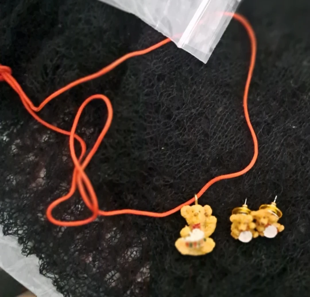 Teddy Bear Necklace and Earrings Set