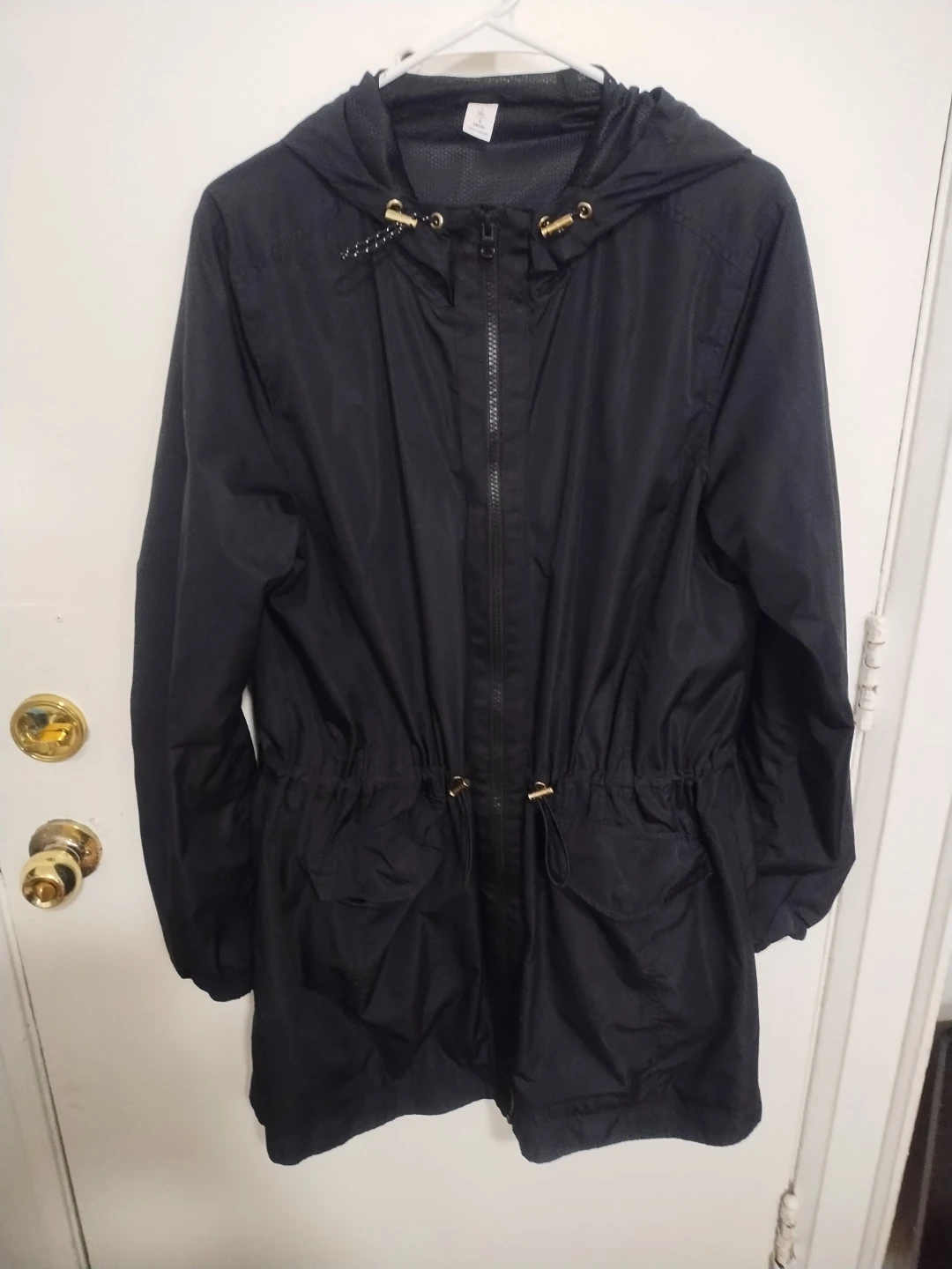 Black Hooded Lightweight Jacket raincoat