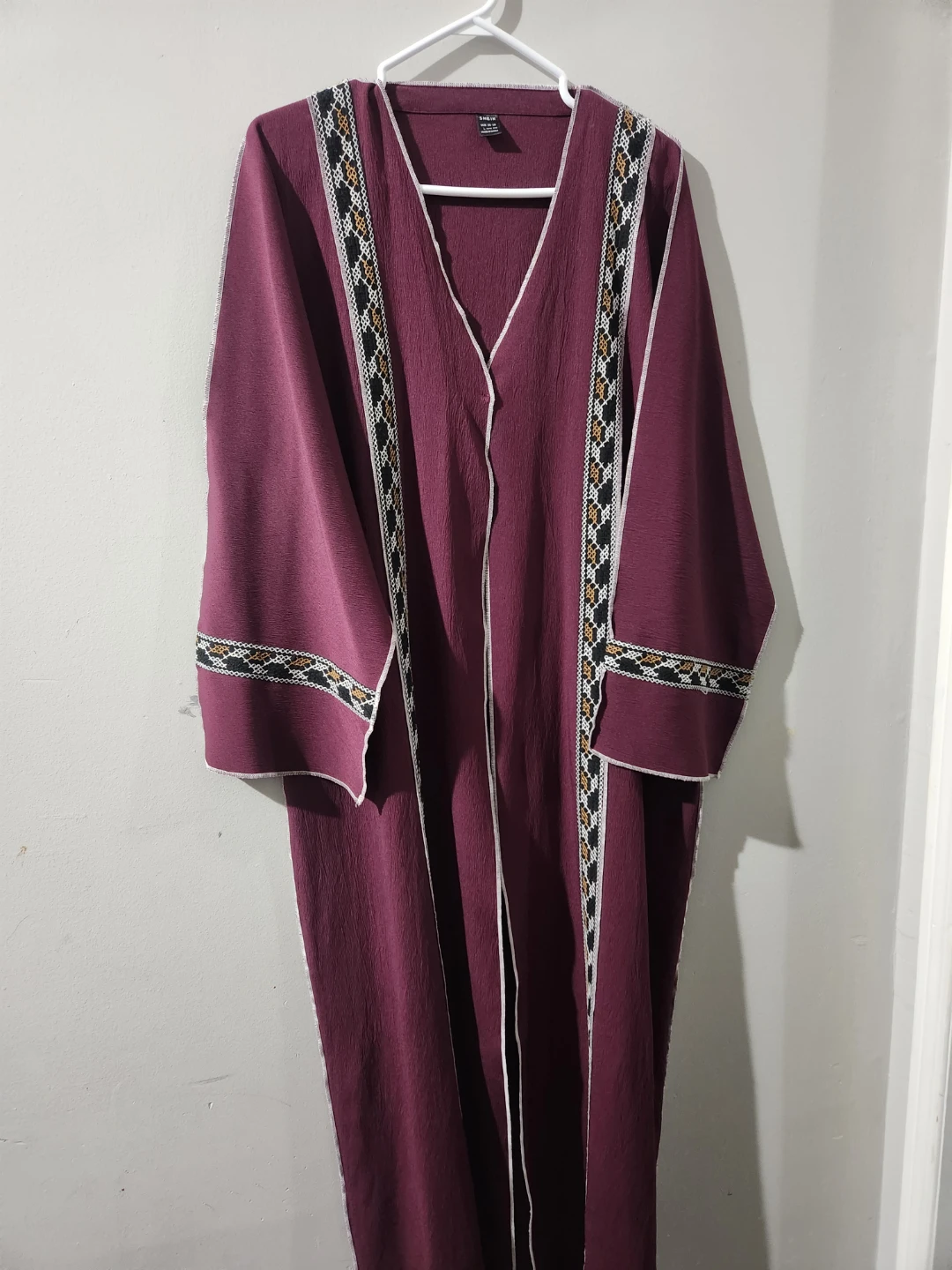 SHEIN Embroidered Kaftan Dress - Burgundy - photo 2