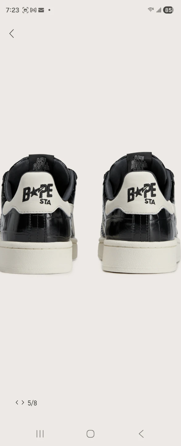 BAPE STA "Croc" Black White Sneakers - photo 5