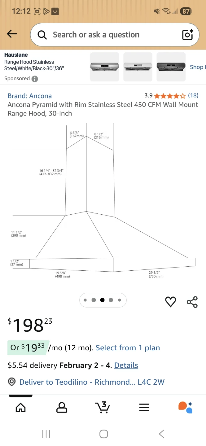 Ancona Pyramid 30-Inch Stainless Steel Range Hood - photo 2