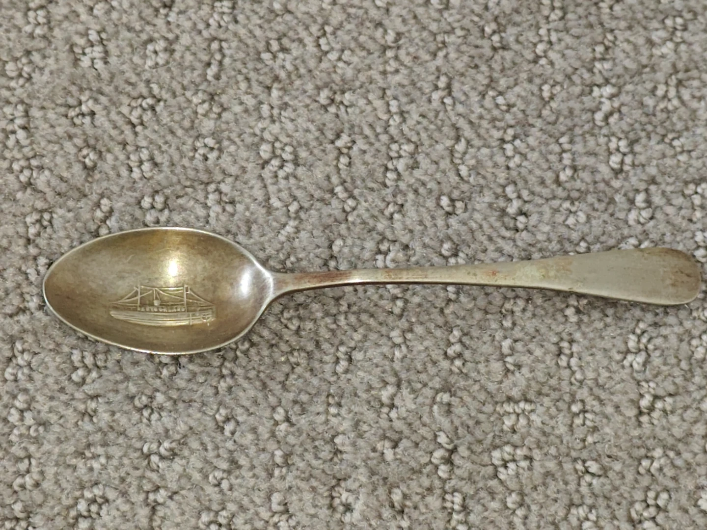 Vintage EPNS Silver Plated Souvenir Teaspoon Emboss Ship Design